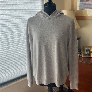 Theory Light Gray Hooded Cashmere Sweater